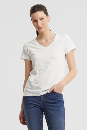 T-shirt met V-hals wit