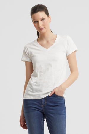 T-shirt met V-hals wit