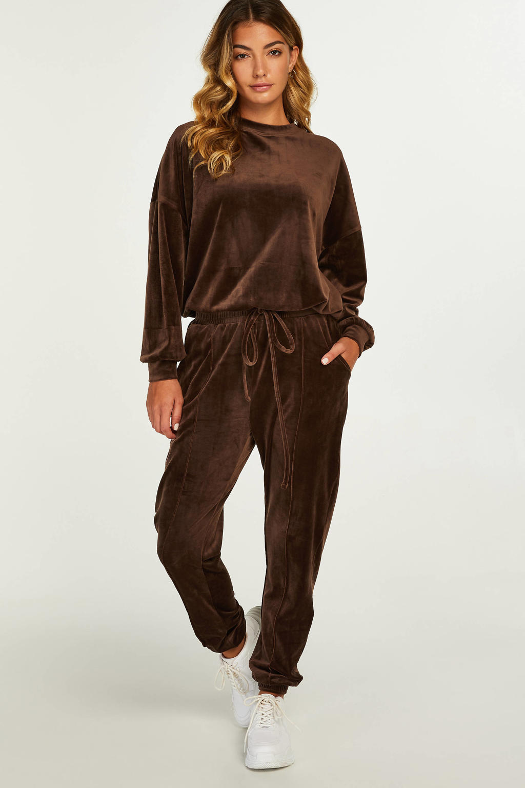 Hunkemöller velours loungebroek donkerbruin