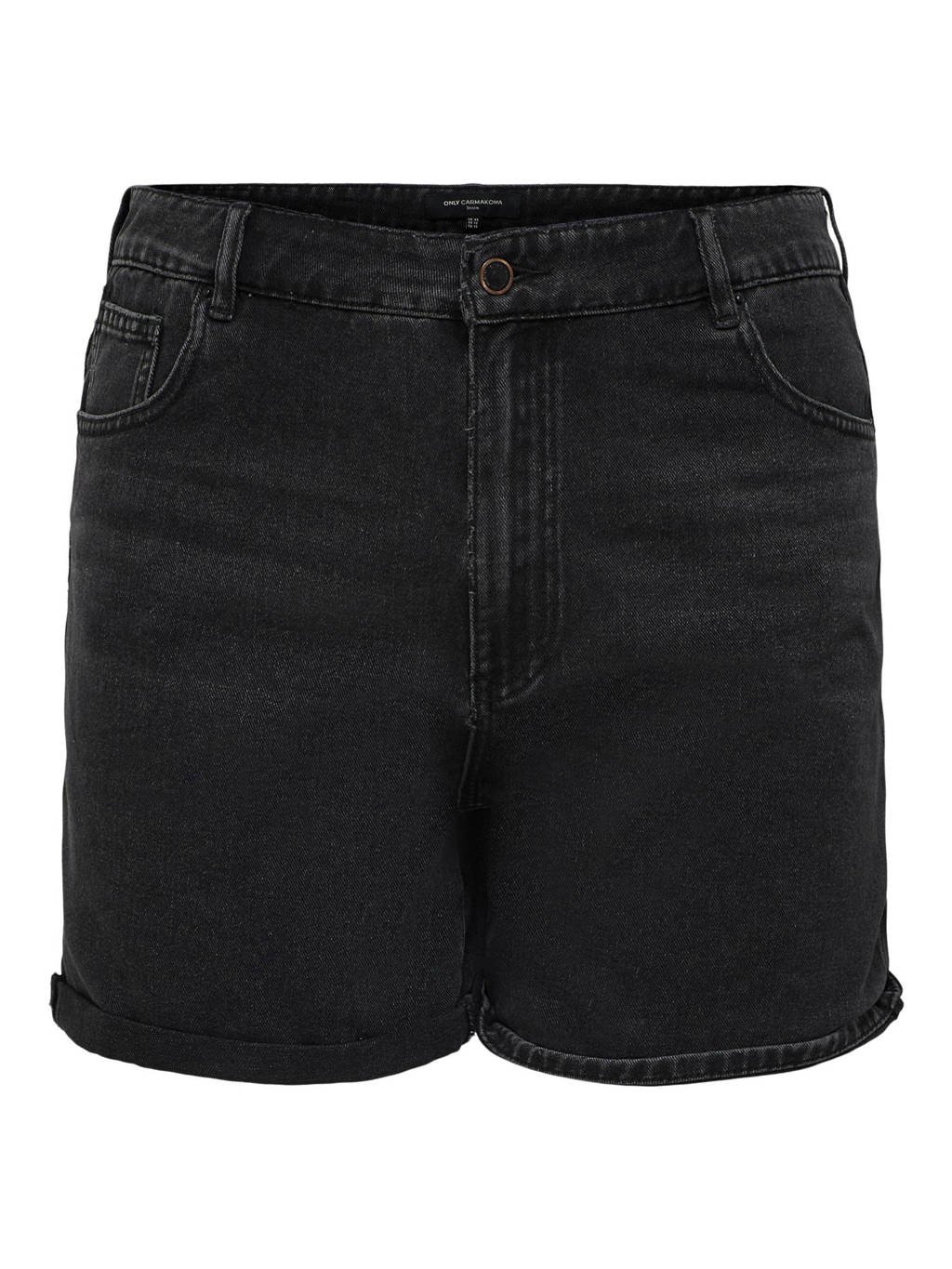 ONLY CARMAKOMA high waist jeans short CARHINE  zwart