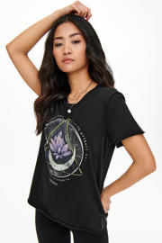 thumbnail: ONLY T-shirt ONLLUCY met printopdruk zwart/paars