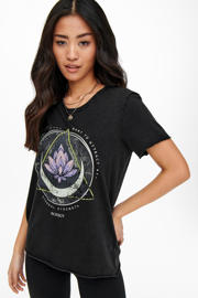 thumbnail: ONLY T-shirt ONLLUCY met printopdruk zwart/paars