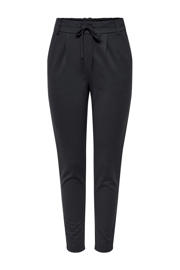 thumbnail: Donkerblauwe dames ONLY tapered fit broek van viscose met regular waist en elastische tailleband met koord