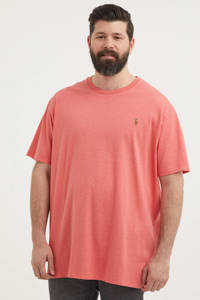 Roze heren POLO Ralph Lauren Big & Tall +size T-shirt Plus Size van katoen met korte mouwen en ronde hals