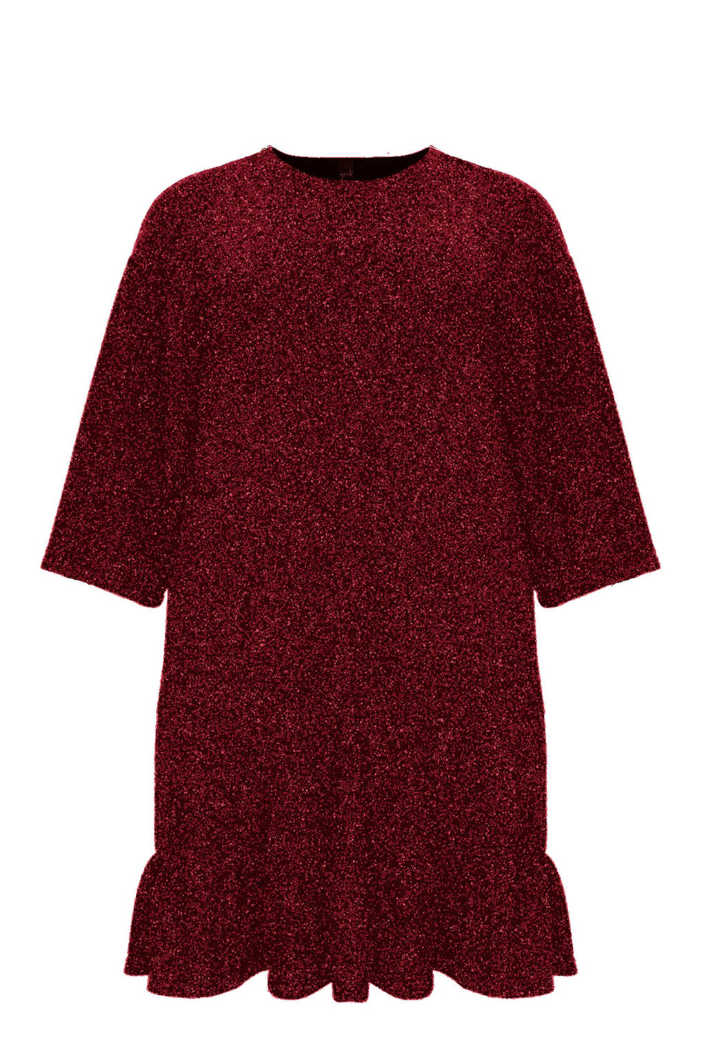 Yoek jurk SPARKLE met volant rood