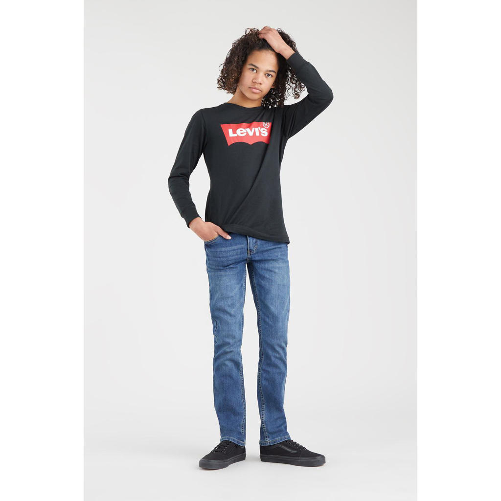 Stonewashed jongens Levi's Kids slim fit jeans van stretchdenim met regular waist