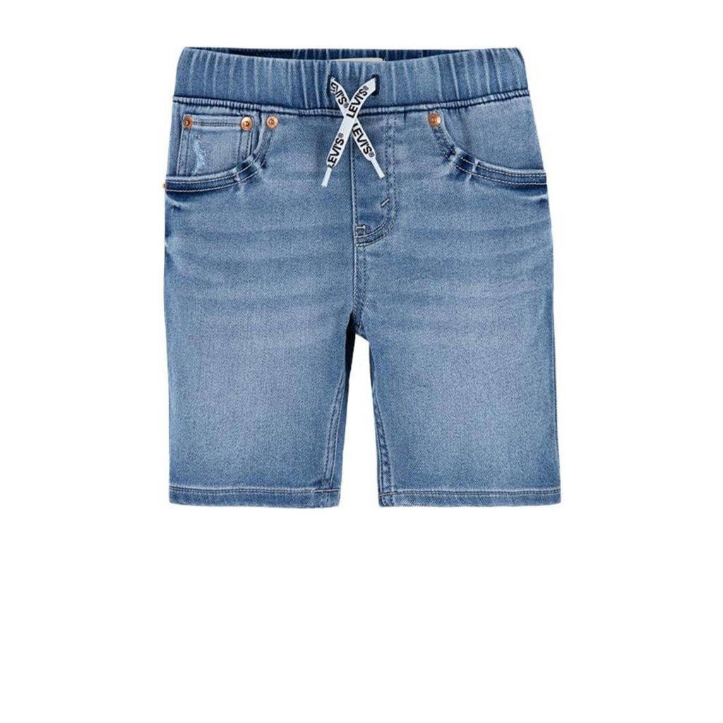 Stonewashed jongens Levi's Kids Dobby skinny jeans bermuda van stretchdenim met regular waist en elastische tailleband met koord