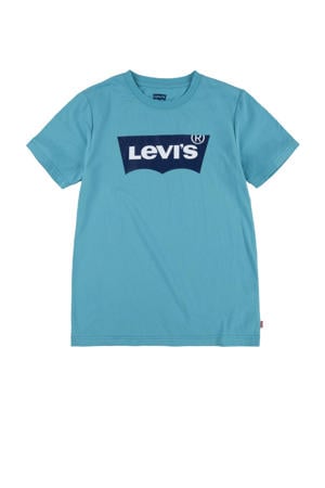 T-shirt Batwing met logo aqua blauw
