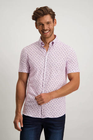 regular fit overhemd met all over print wit/violet
