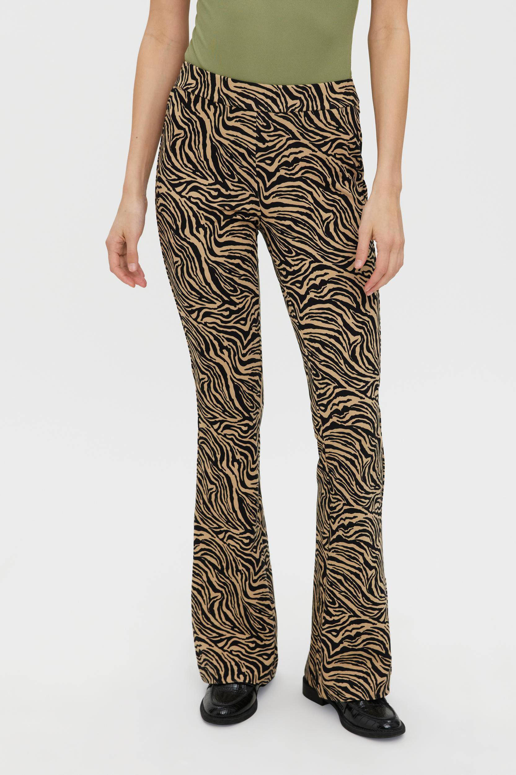 Vero Moda Stoffen broek beige-zwart dierenprint Mode Broeken Stoffen broeken 