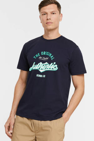 T-shirt met printopdruk blauw