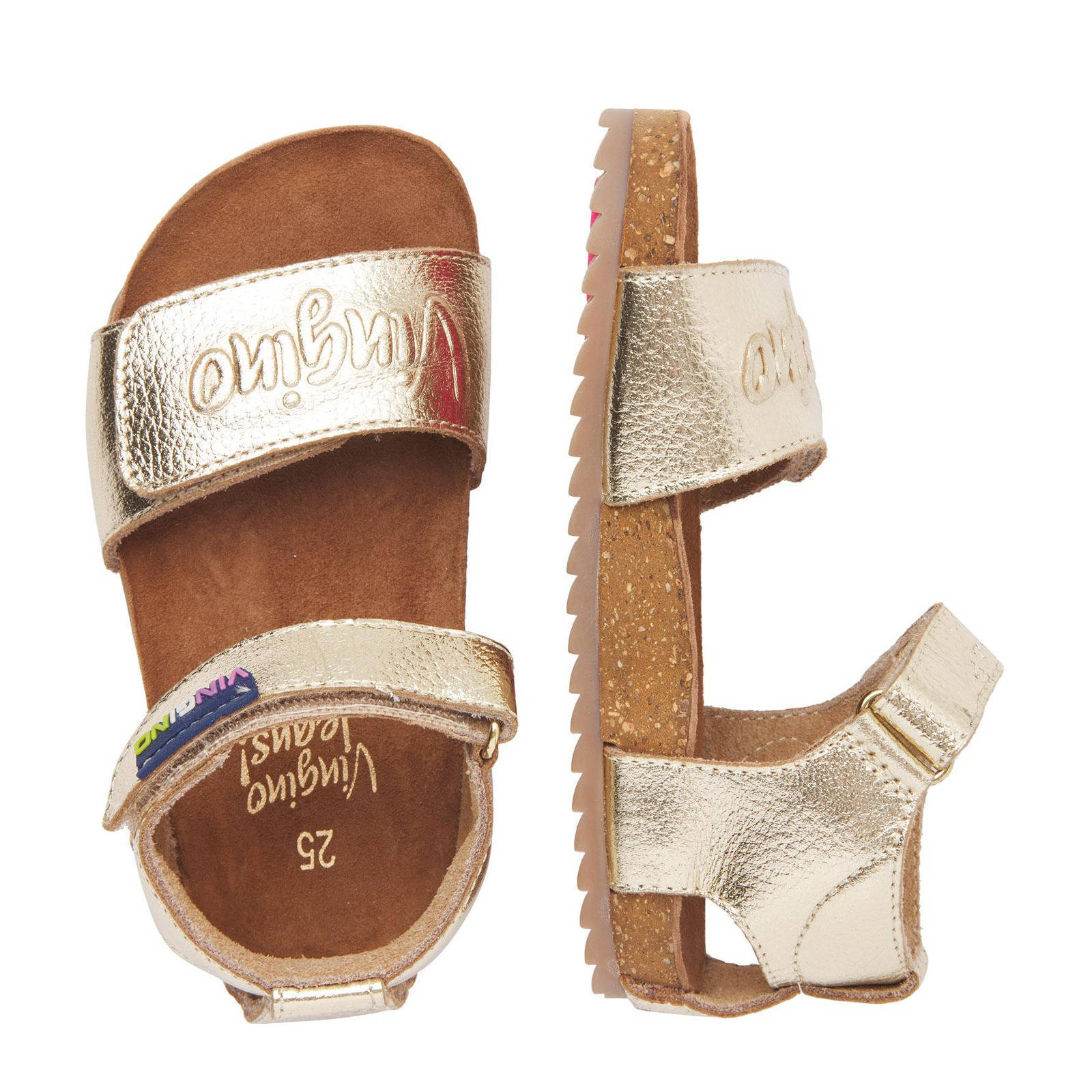 Vingino Floor Premium leren sandalen goud | wehkamp