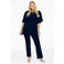 YOEK tuniek van travelstof DOLCE met ruches donkerblauw