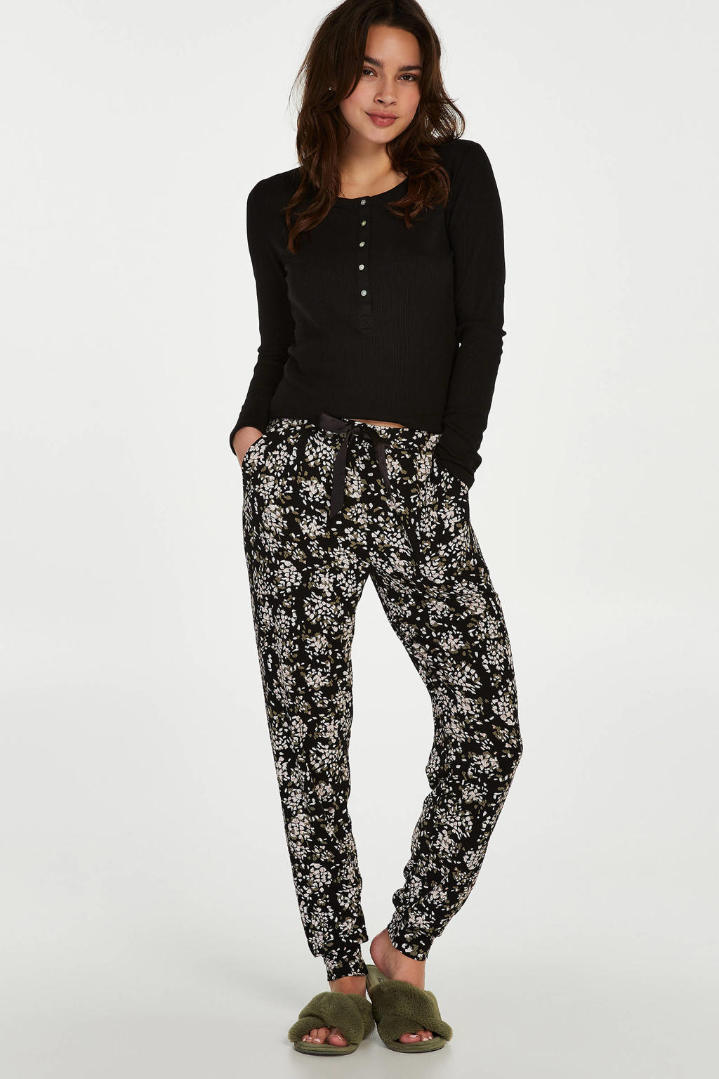 Hunkemöller gebloemde pyjamabroek zwart