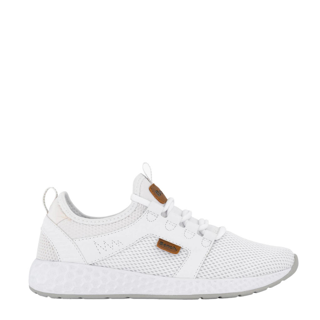 Witte dames Bench sneakers van imitatieleer+textiel/voering: textiel met veters