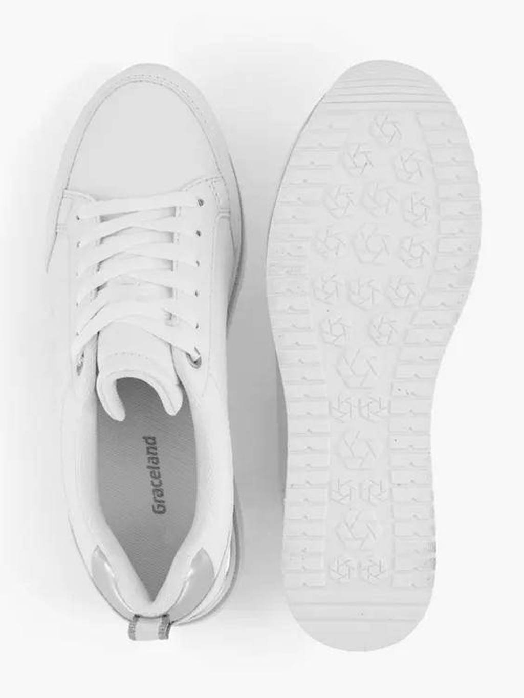 Graceland plateau sneakers wit/zilver wehkamp