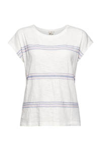 ESPRIT Women Casual T-shirt met borduursels wit/blauw/roze