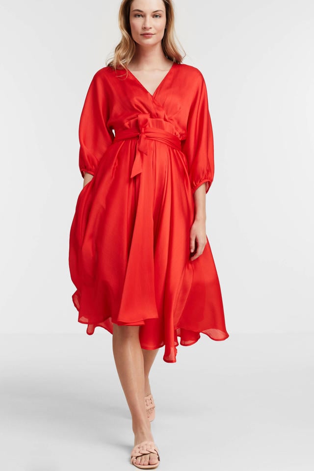 vrouwelijk Buitenshuis Vermomd ESPRIT Women Collection jurk met plooien rood | wehkamp
