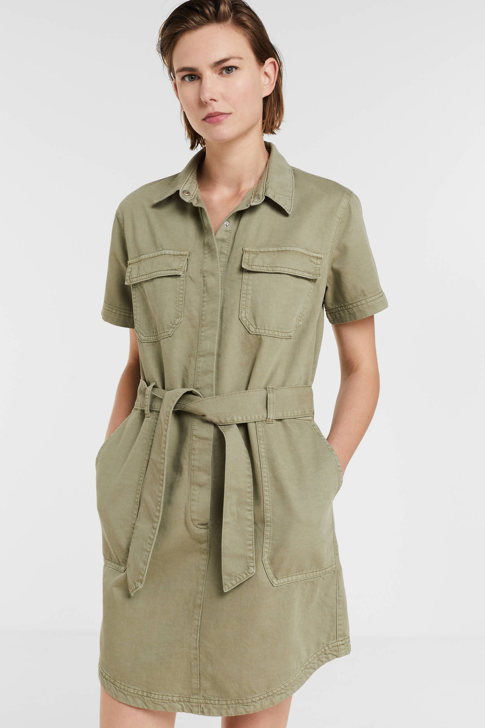 ESPRIT Women Casual jurk met ceintuur groen | wehkamp