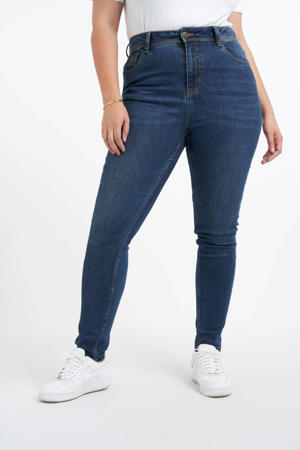 high waist skinny jeans CHERRY dark denim