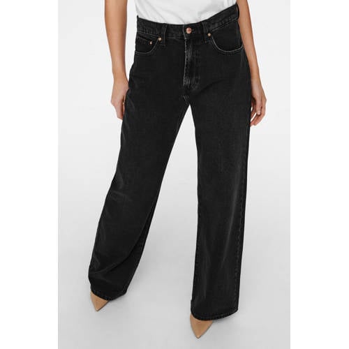 ONLY high waist wide leg jeans ONLHOPE black denim afbeelding