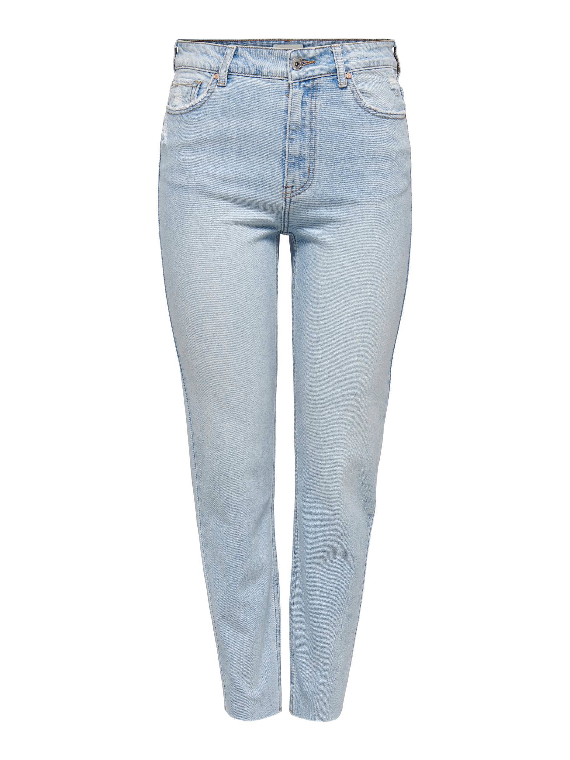 ONLY cropped high waist straight fit jeans ONLEMILY denim light blue |  wehkamp
