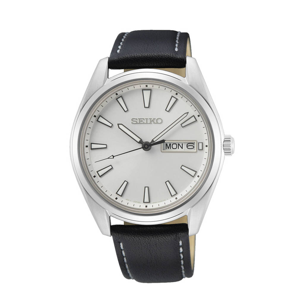 Seiko horloge SUR447P1 zwart, Zwart, zilverkleurig, groen