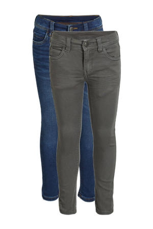 slim fit jeans - set van 2 grijs/donkerblauw