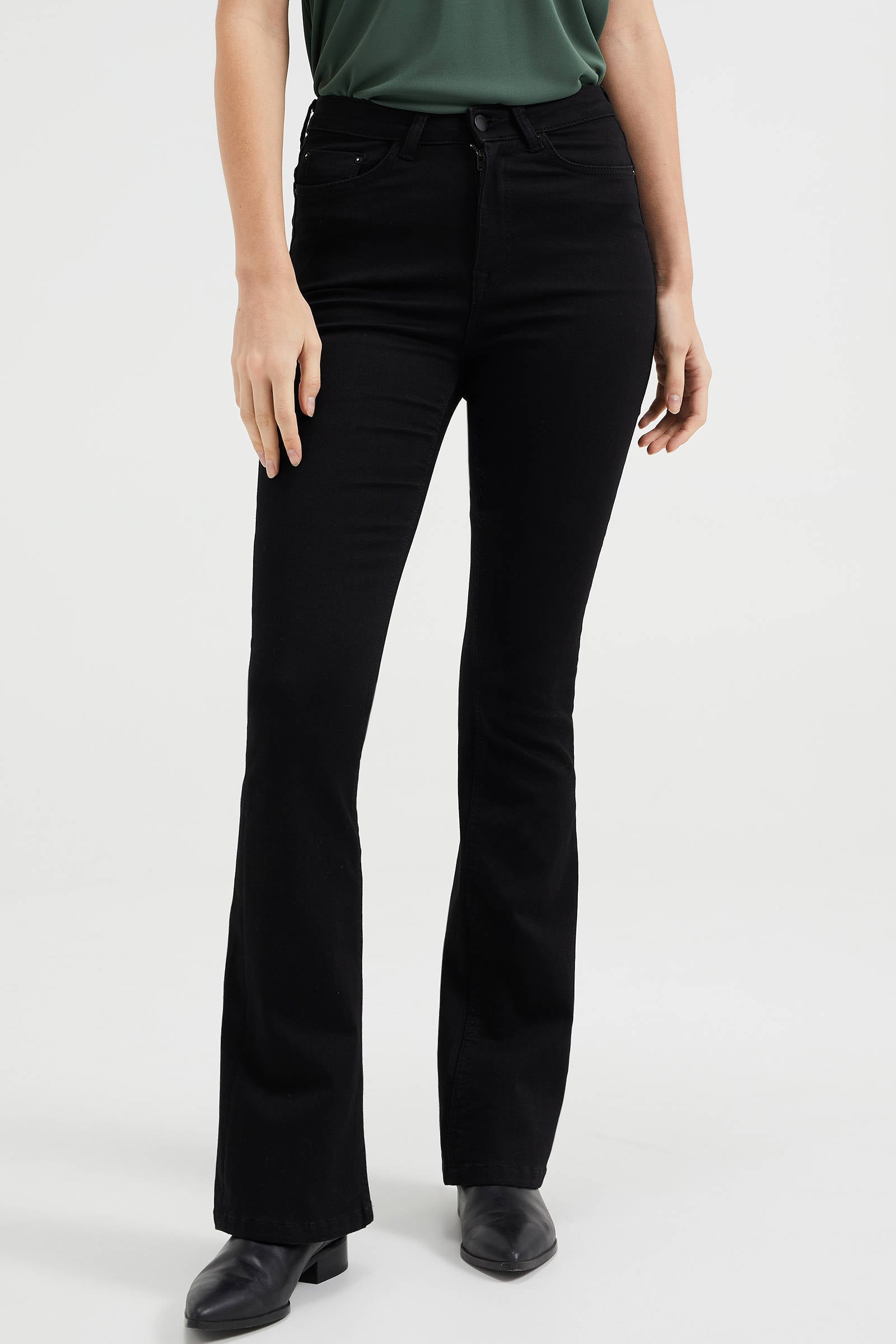 WE Fashion Blue Ridge high waist flared jeans black denim | wehkamp