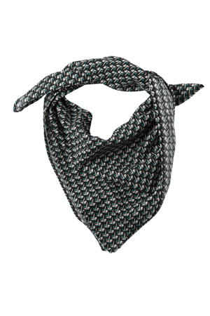 sjaal Fem Geometric met grafische all-over print zwart