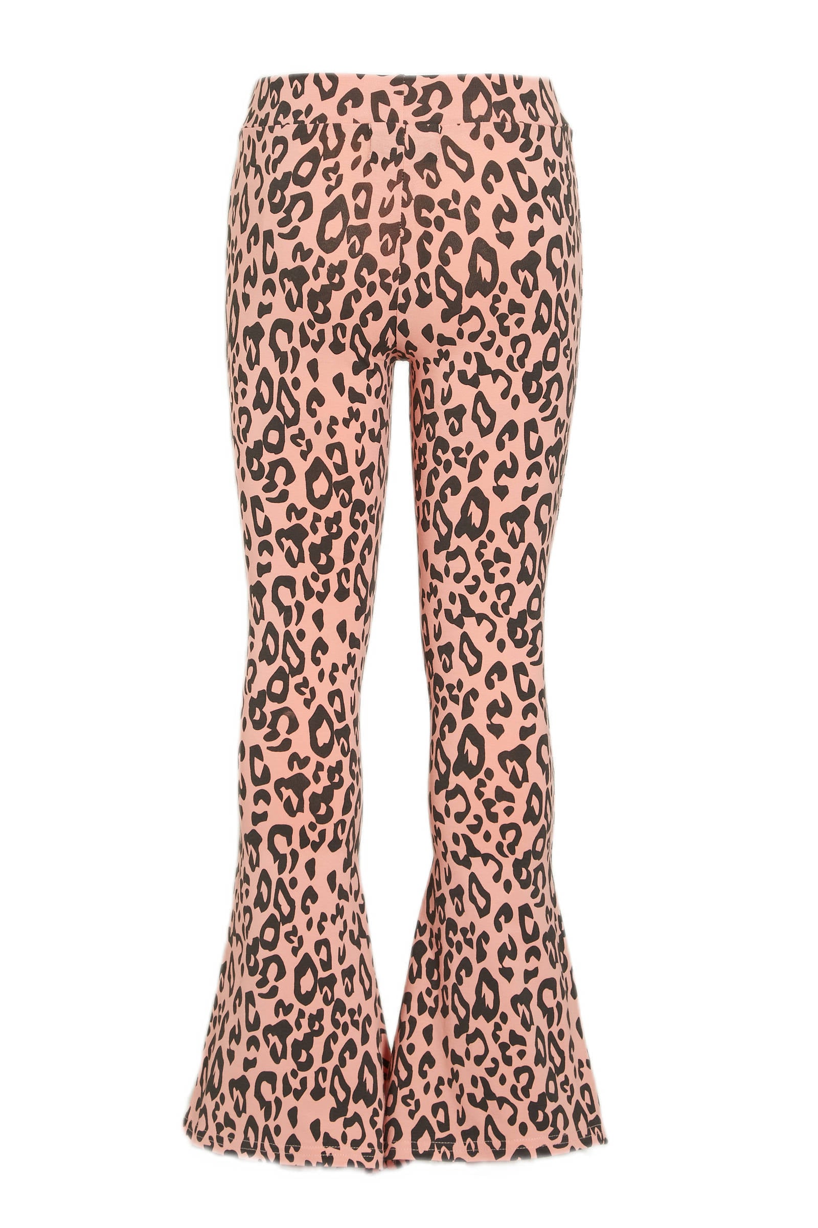 Raizzed flared broek Sanya met panterprint roze/antraciet | wehkamp
