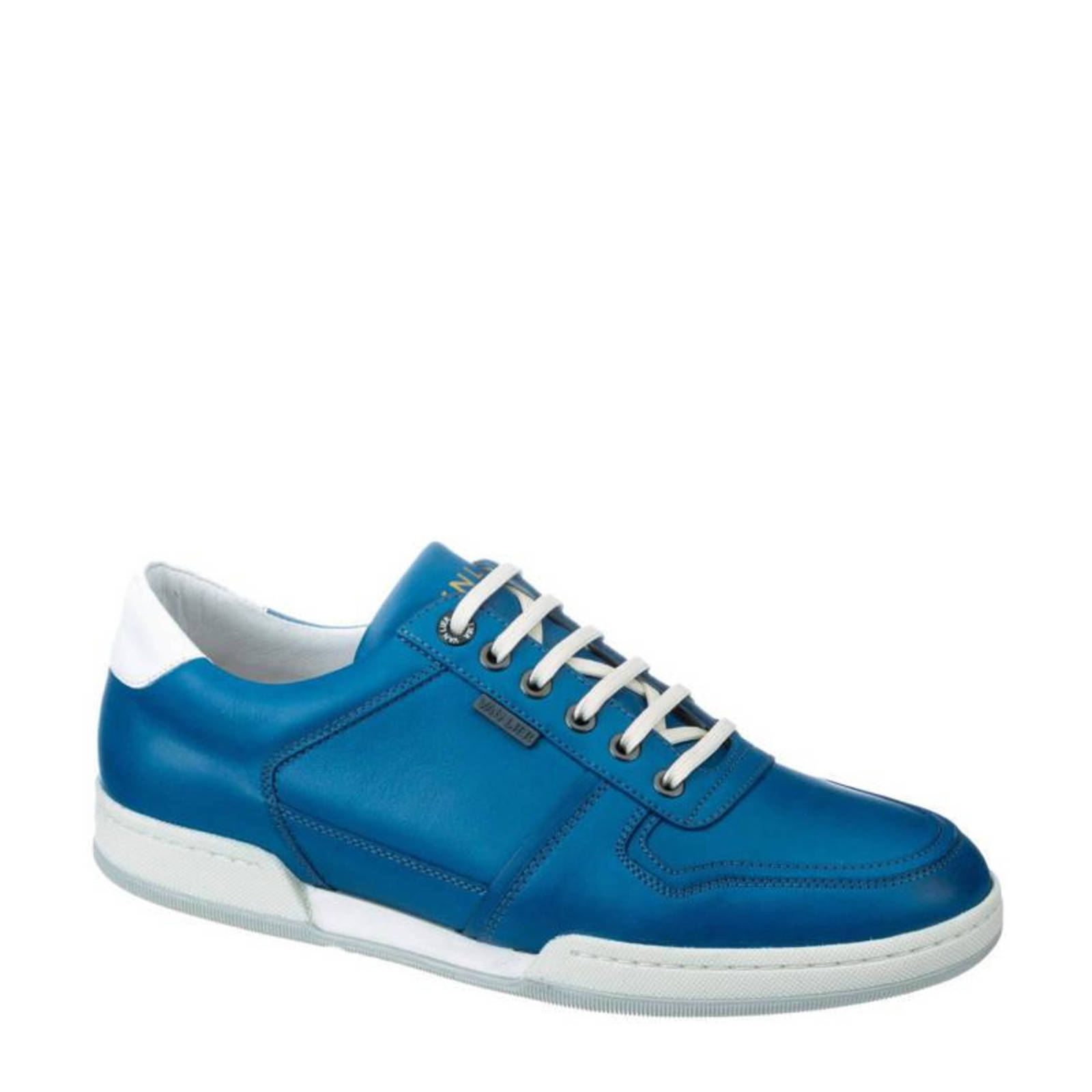 Van Lier Treviso leren sneakers blauw | wehkamp