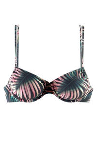 Lascana beugel bikinitop zwart/roze/groen