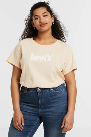 T-shirt Perfect Tee met logo licht lichtoranje/wit