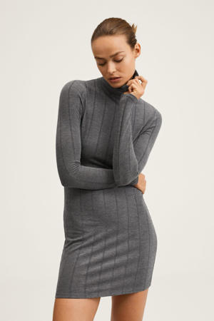 gebreide jurk van gerecycled polyester grijs