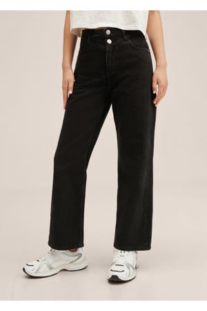 high waist straight fit cropped jeans zwart