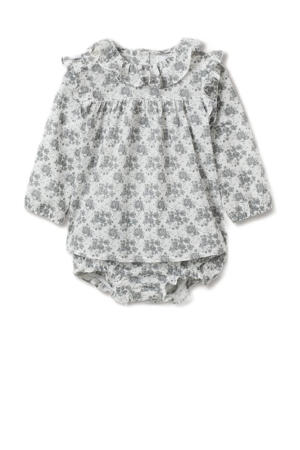baby blouse met broekje grijs/wit