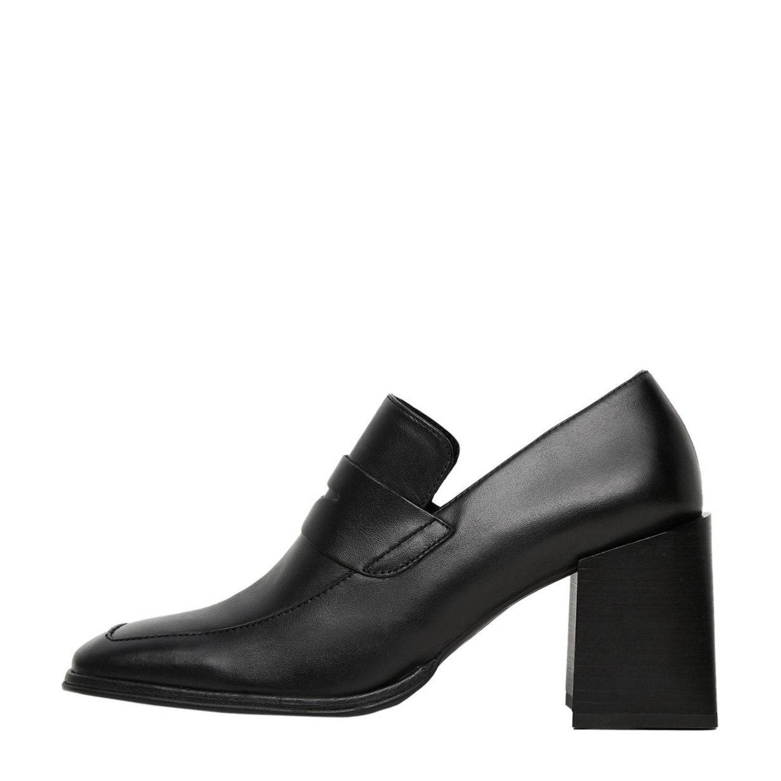 Mango leren gesloten pumps zwart | wehkamp