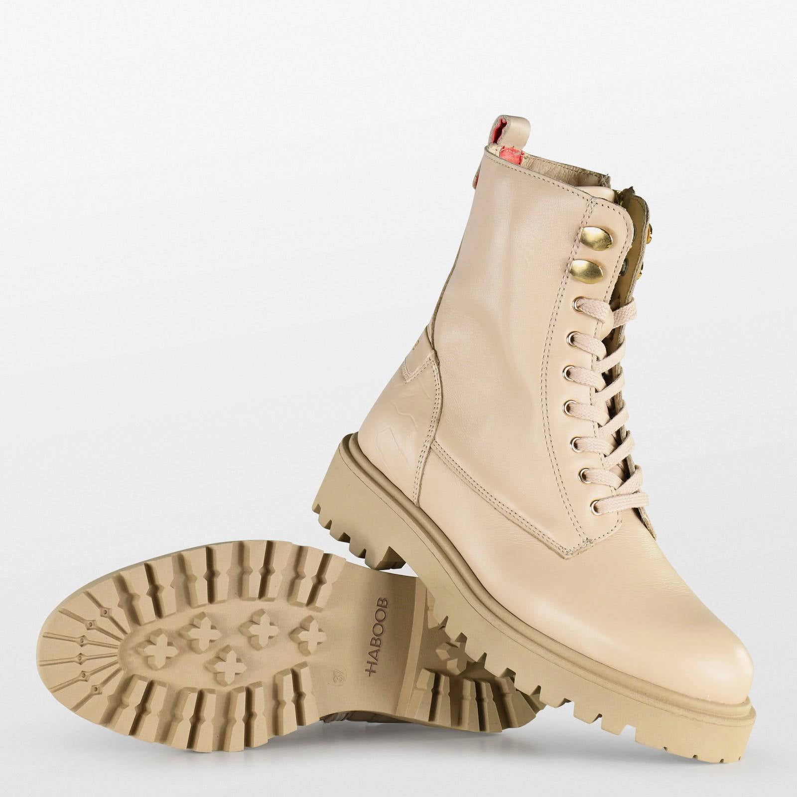 Haboob Moja leren veterboots beige | wehkamp