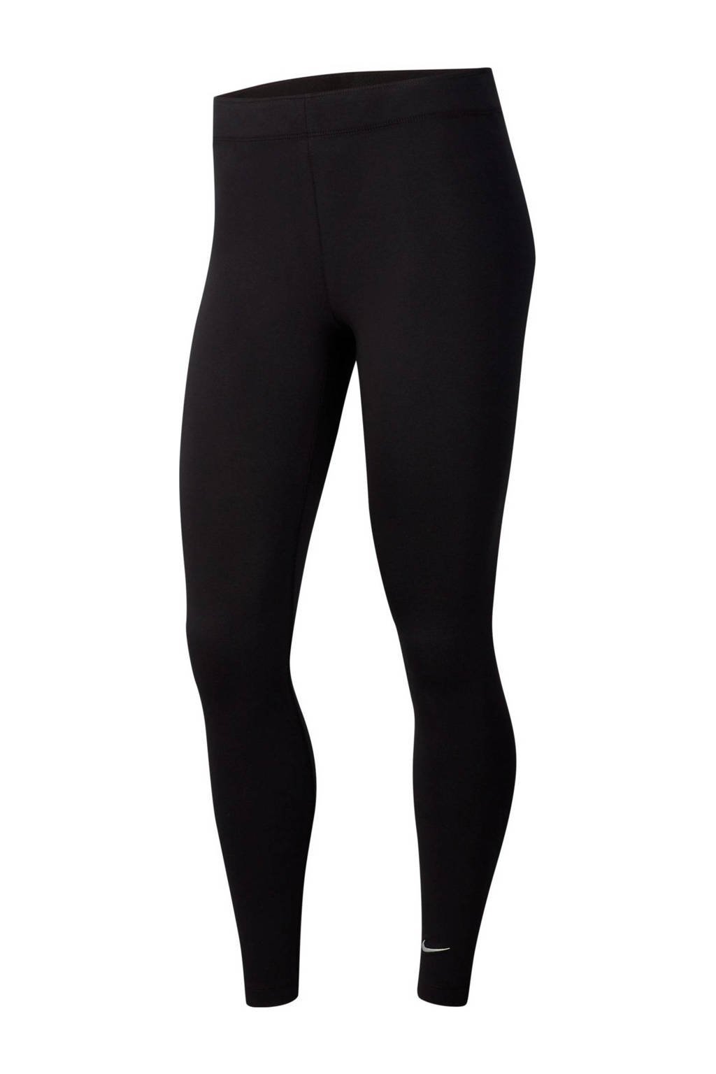Zwarte dames Nike slim fit legging van katoen met regular waist en elastische tailleband