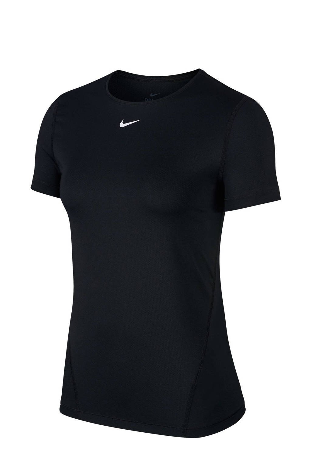 Zwarte dames Nike Plus Size sport T-shirt van polyester met korte mouwen en ronde hals