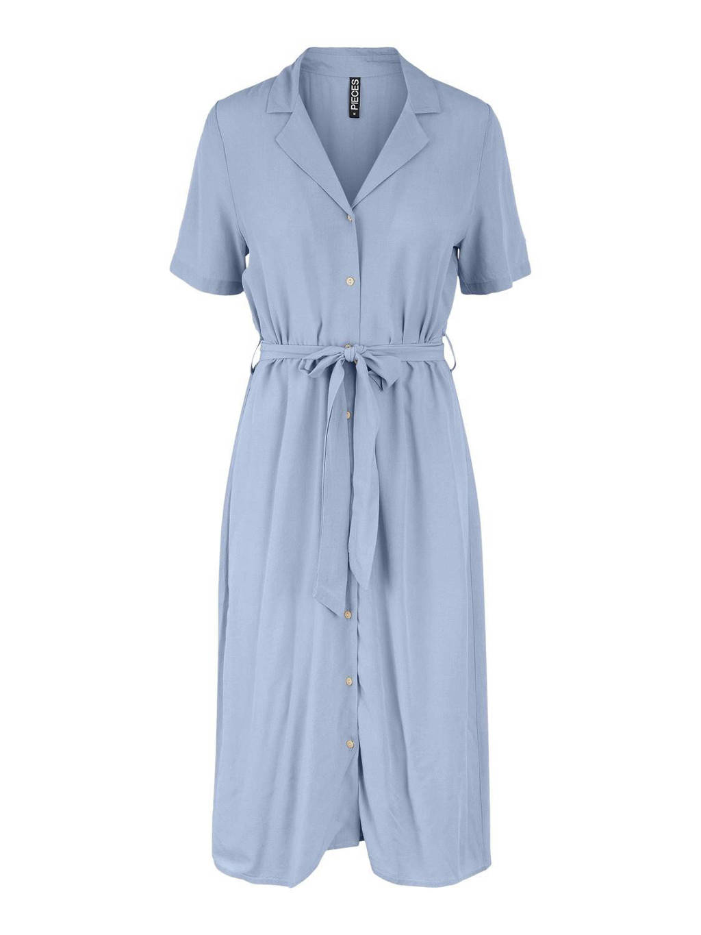 PIECES blousejurk PCOLIVIA met ceintuur lichtblauw