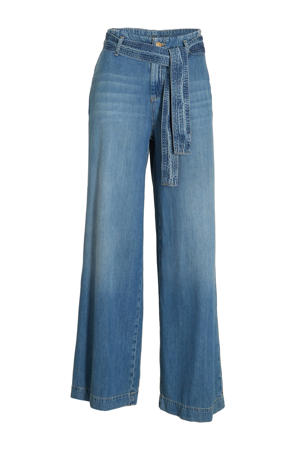 high waist wide leg jeans vintage blue denim