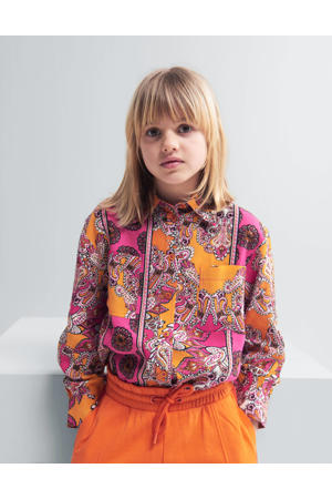 blouse Paisley met paisleyprint roze/oranje