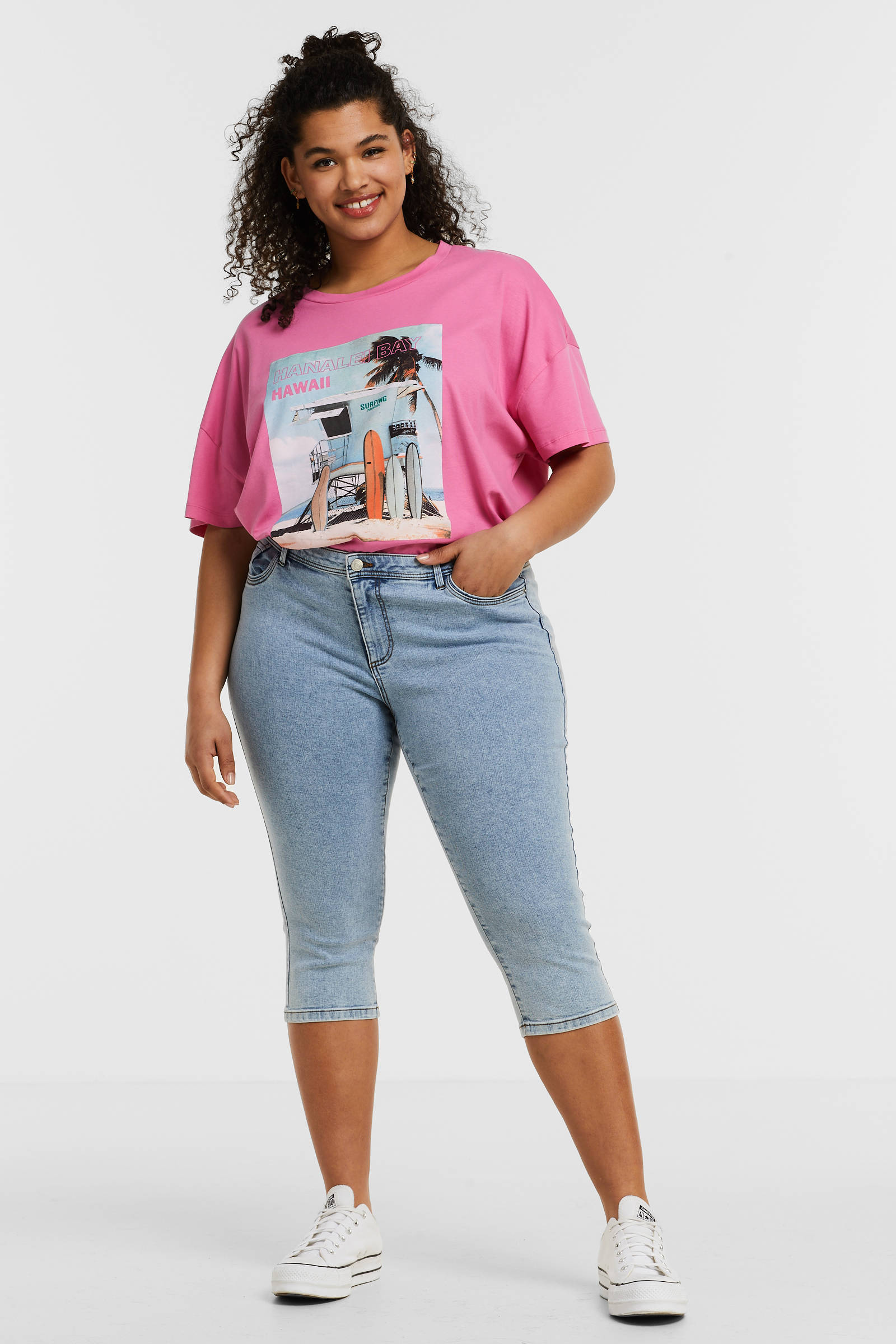 VERO MODA CURVE cropped slim fit capri jeans VMTANYA light denim | wehkamp