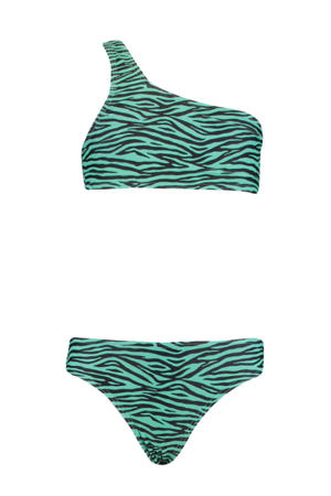 crop bikini Ymke met zebraprint groen/zwart