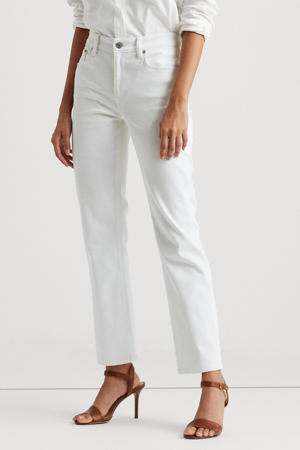 high waist straight fit jeans white wash