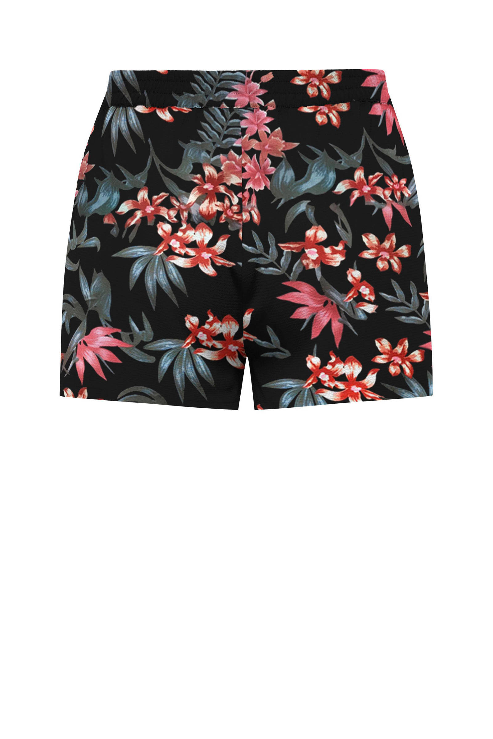 ONLY gebloemde korte broek ONLNOVA zwart/roze/groen | wehkamp