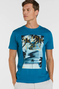 edc Men T-shirt met printopdruk teal blue