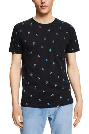 T-shirt met all over print black